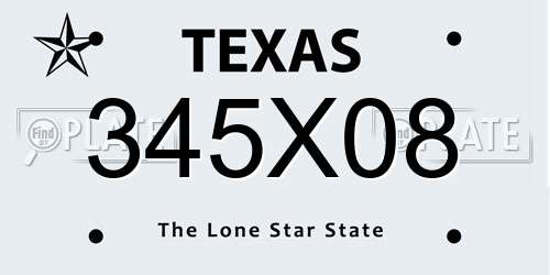 345X08 Texas License Plate