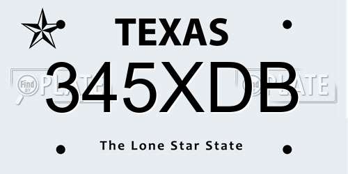 345XDB Texas License Plate
