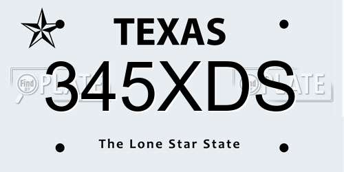 345XDS Texas License Plate