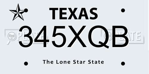 345XQB Texas License Plate