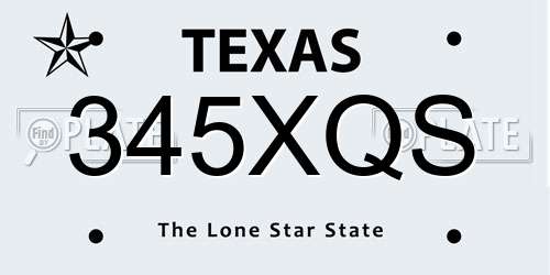 345XQS Texas License Plate