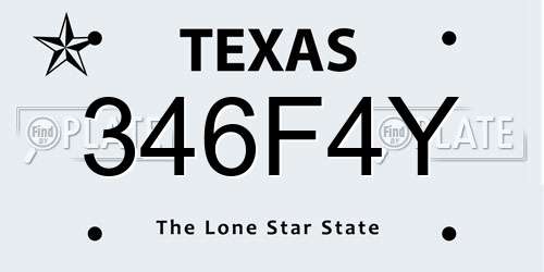 346F4Y Texas License Plate