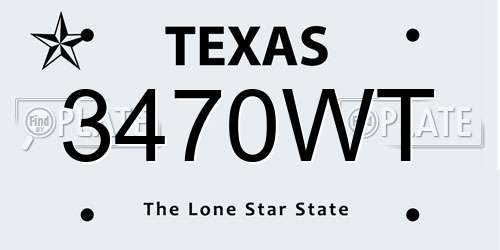 3470WT Texas License Plate