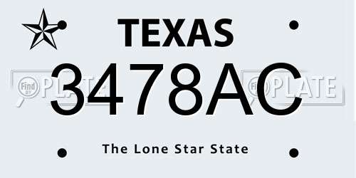 3478AC Texas License Plate