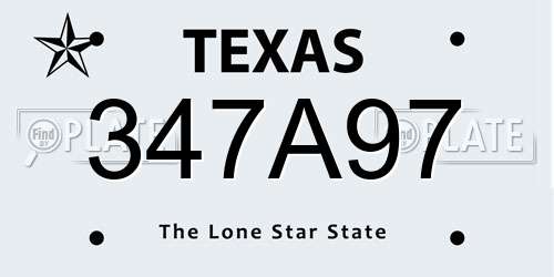 347A97 Texas License Plate