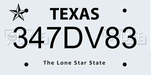 347DV83 Texas License Plate