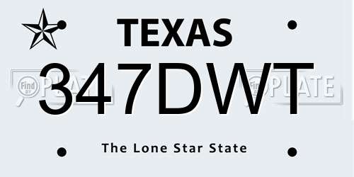 347DWT Texas License Plate