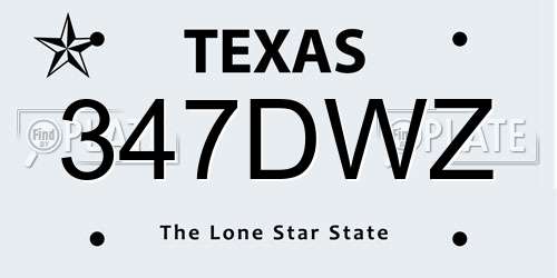347DWZ Texas License Plate