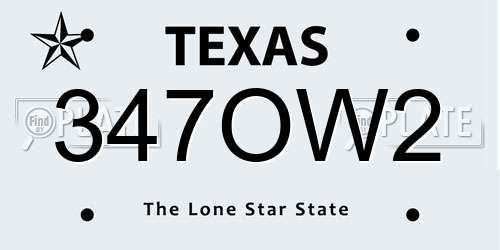 347OW2 Texas License Plate