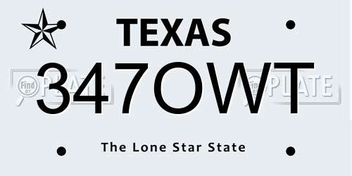 347OWT Texas License Plate