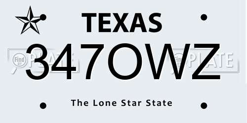 347OWZ Texas License Plate
