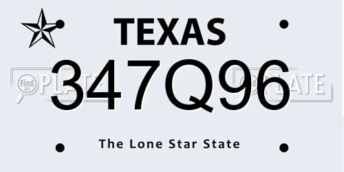 347Q96 Texas License Plate