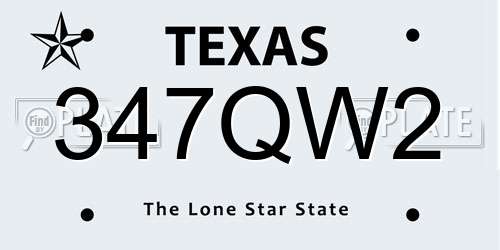 347QW2 Texas License Plate