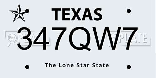 347QW7 Texas License Plate