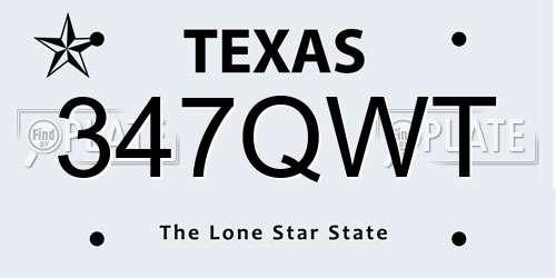 347QWT Texas License Plate