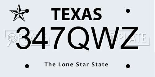 347QWZ Texas License Plate
