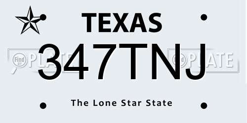 347TNJ Texas License Plate