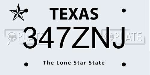347ZNJ Texas License Plate