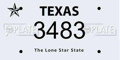 3483 Texas License Plate