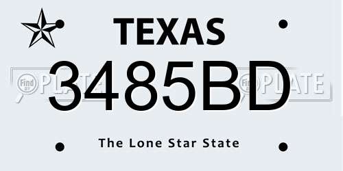 3485BD Texas License Plate