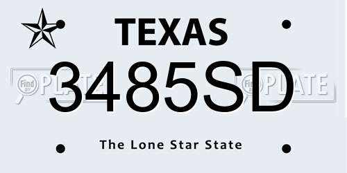 3485SD Texas License Plate