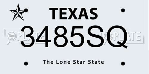3485SQ Texas License Plate