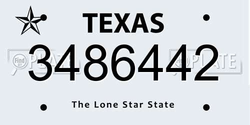 3486442 Texas License Plate