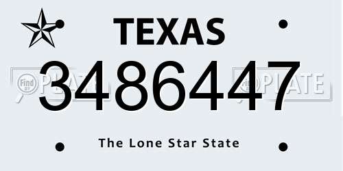 3486447 Texas License Plate