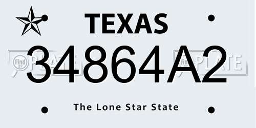 34864A2 Texas License Plate