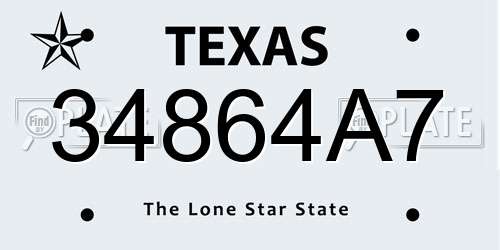 34864A7 Texas License Plate