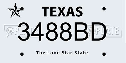 3488BD Texas License Plate