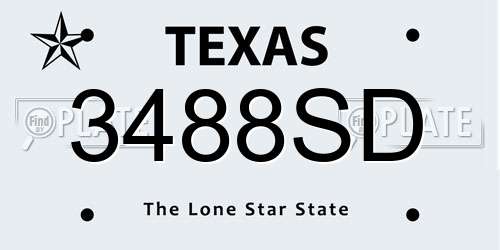3488SD Texas License Plate