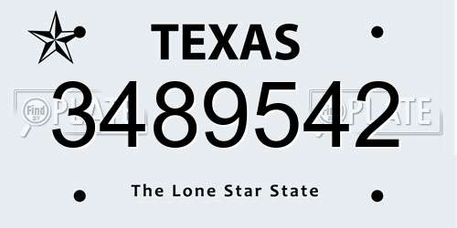 3489542 Texas License Plate