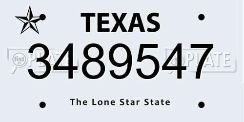 3489547 Texas License Plate