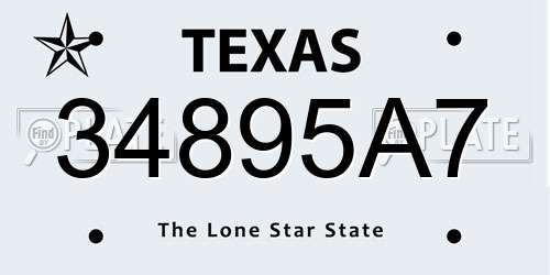 34895A7 Texas License Plate
