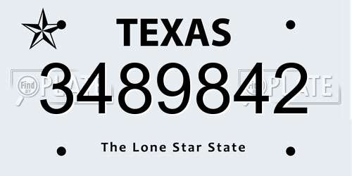 3489842 Texas License Plate