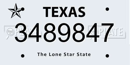 3489847 Texas License Plate