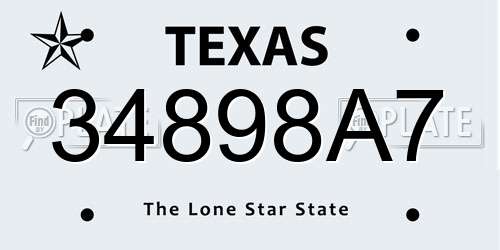 34898A7 Texas License Plate