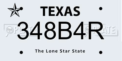348B4R Texas License Plate