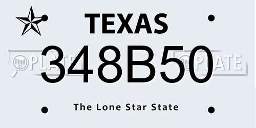 348B50 Texas License Plate