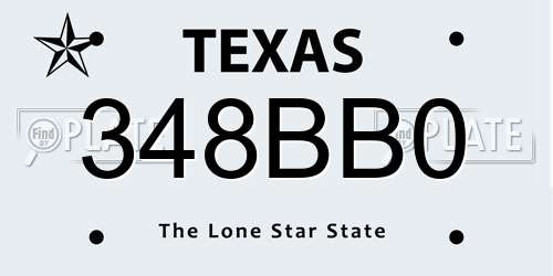 348BB0 Texas License Plate