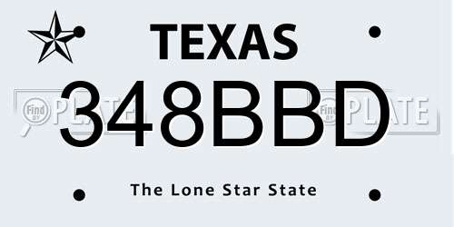 348BBD Texas License Plate
