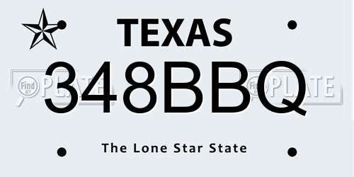 348BBQ Texas License Plate