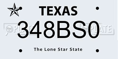 348BS0 Texas License Plate
