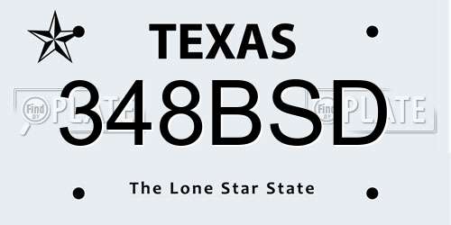 348BSD Texas License Plate