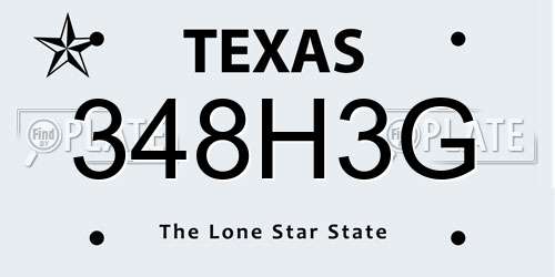 348H3G Texas License Plate