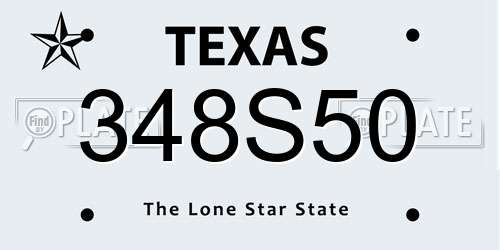 348S50 Texas License Plate