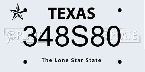 348S80 Texas License Plate