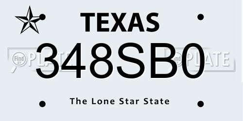 348SB0 Texas License Plate
