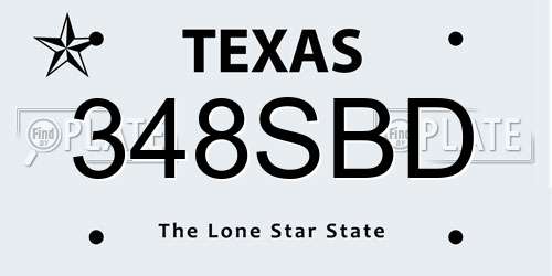 348SBD Texas License Plate